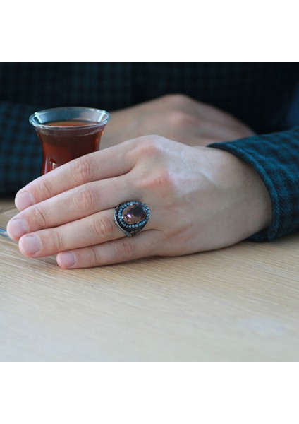 Faset Kesim Zultanit Taşlı Yanları Firuze Taş Mıhlamalı Başak Motifli 925 Ayar Gümüş Erkek Yüzük modelleri
