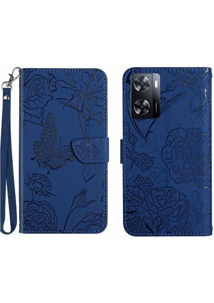 Oppo A57 4G/A77 4g Çiçekler ve Bilek Kayışı Pu ile Kelebekler Için Kılıf (Yurt Dışından)