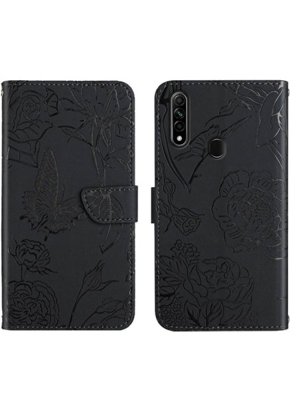 Oppo 2020 2020/A8 Anti-Damla Koruma Çiçekler ve Kelebekler Pu Için Kılıf (Yurt Dışından)