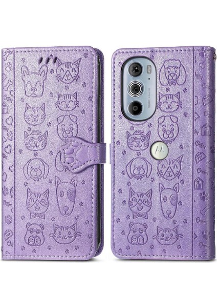 Moto Kenar 30 Pro Flip Kapak Için Kılıf Darbeye Karikatür Hayvanlar Kısa (Yurt Dışından)