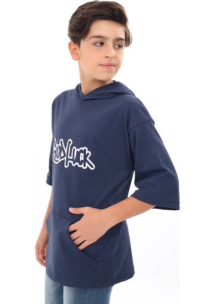 Angelos Girls Erkek Çocuk Kapüşonlu Kanguru Cepli T-Shirt 9-14 Yaş LX7072