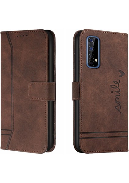 Realme 7 4g Manyetik Kapatma Flip Için Telefon Kılıfı Folio Cüzdan Kart Yuvaları (Yurt Dışından)