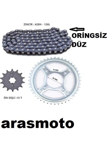 Honda Cbf 150 Oringsiz Zincir Dişli Seti Kaliteli 2007-17 -Arasmoto