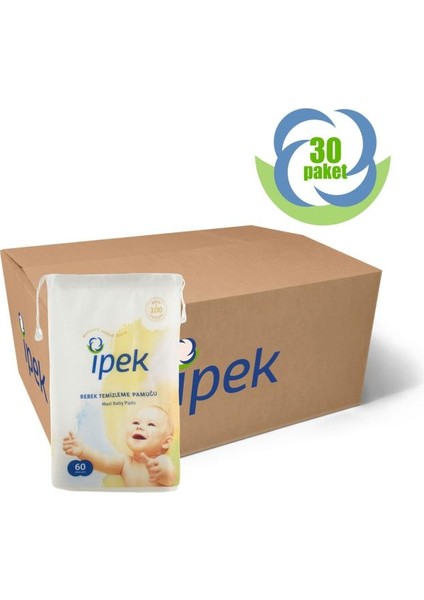 Maxi Bebek Temizleme Pamuğu 60'lı X 30 Paket 1 Koli