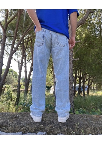 Erkek Buz Mavi Baggy Pantolon modelleri