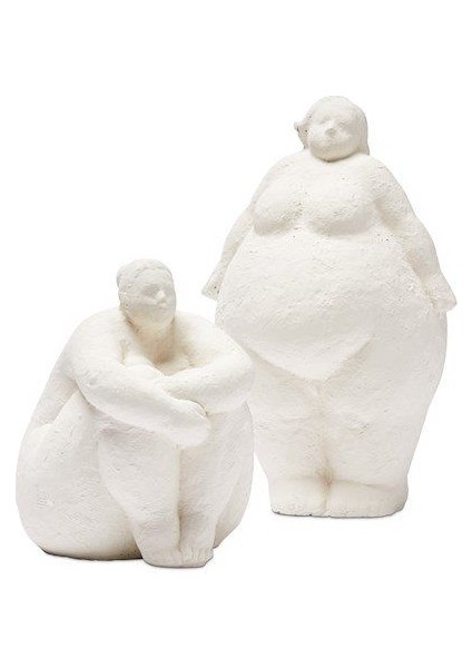 Atelier Orange 2'li Iskandinav Alle Fat Lady Dekoratif Beton Heykel Biblo