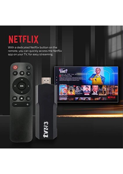 Tvr3 Tv Stick  1080P 4K Android 12.1 + 16GB Wifi Akıllı Medya Oynatıcı Tv Stick