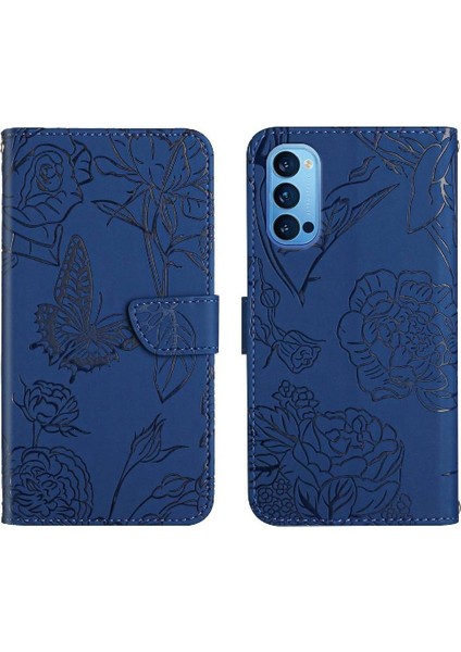 Bilek Kayışı Çiçekler ve Kelebekler Pu Flip ile Oppo Oppo 4 Pro Için Kılıf (Yurt Dışından)