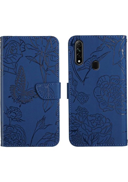 Oppo 2020 2020/A8 Anti-Damla Koruma Çiçekler ve Kelebekler Pu Için Kılıf (Yurt Dışından)