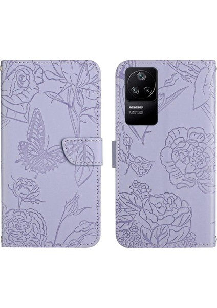 Xiaomi Poco F4 5g Pu Deri Bilek Kayışı Çiçekler ile Kapak Çevirin (Yurt Dışından)