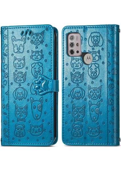 Moto G30 Kısa Kayış Karikatür Hayvanlar Için Kılıf Kapak Çevirin Darbeye Vaka (Yurt Dışından)