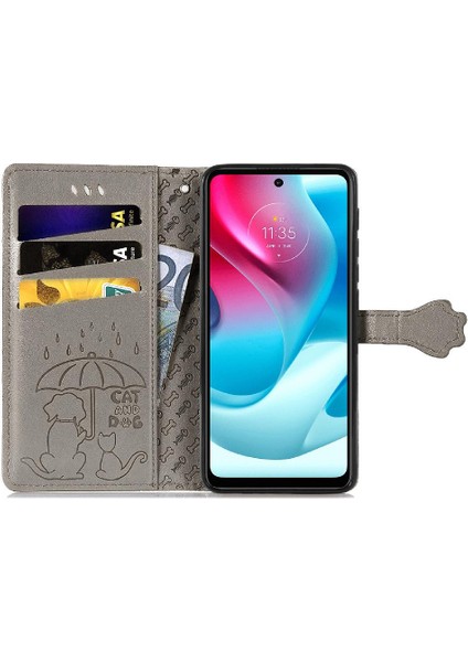 Moto G60S Için Kılıf Kapak Kapak Karikatür Hayvanlar Kısa Kayış Deri Kılıf (Yurt Dışından) modelleri