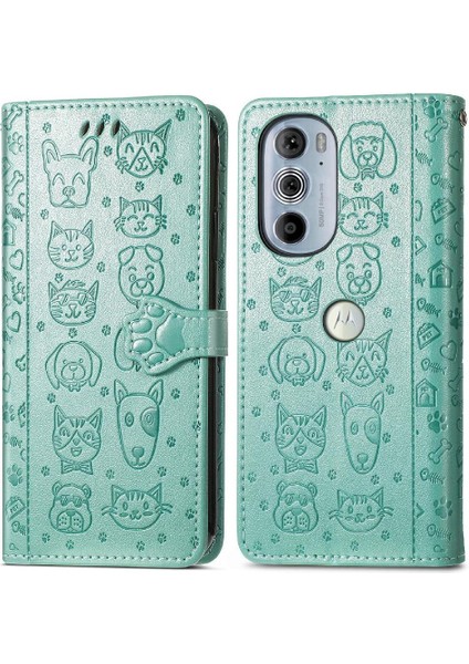 Moto Kenar 30 Pro Flip Kapak Için Kılıf Darbeye Karikatür Hayvanlar Kısa (Yurt Dışından)