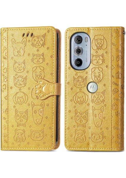 Moto Kenar 30 Pro Flip Kapak Için Kılıf Darbeye Karikatür Hayvanlar Kısa (Yurt Dışından)