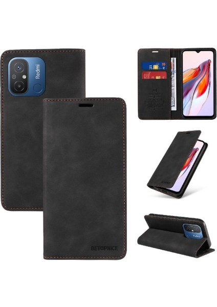 Xiaomi Redmi 12C Folio Cüzdan Koruyucu Manyetik Pu Deri Kılıf (Yurt Dışından)