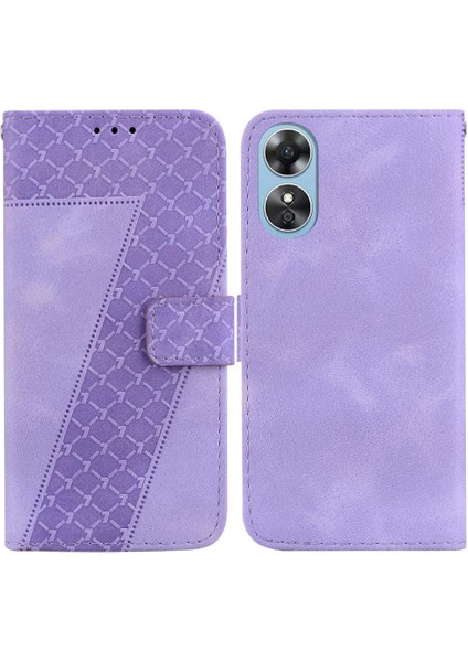 Oppo A17/A17K Kabartmalı Desen Cüzdan Pu Deri Kart Yuvası Için Telefon Kılıfı (Yurt Dışından)