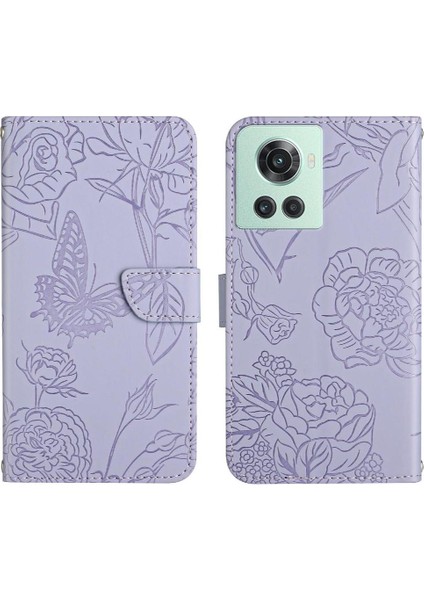 Bilek Kayışı Anti-Damla Koruma Çiçekler ve Pu ile Oneplus 10R Için Kılıf (Yurt Dışından)