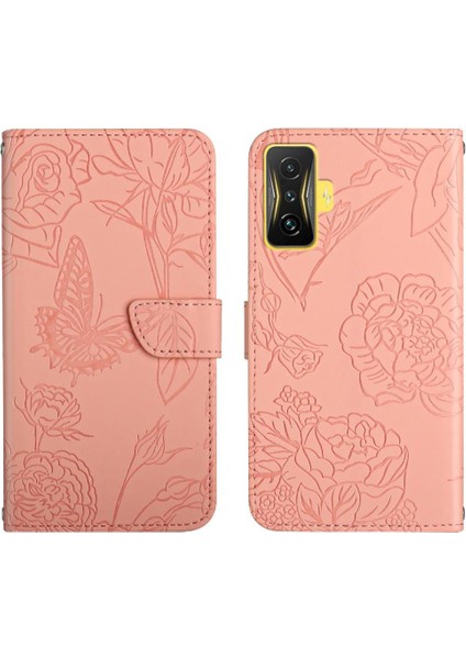 Xiaomi Poco F4 Gt Çiçekler ve Kelebekler Darbeye Deri Kılıf (Yurt Dışından)