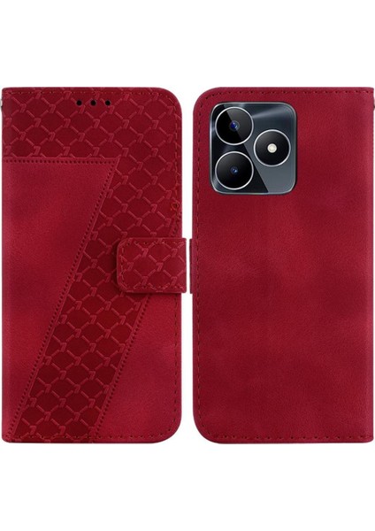 Realme C53 Için Telefon Kılıfı Pu Deri Flip Folio Kapak Cüzdan Kart Yuvası (Yurt Dışından)