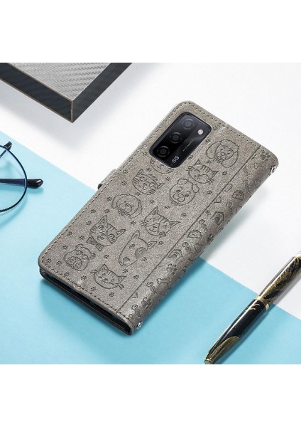 Oppo Oppo 5g Darbeye Karikatür Hayvanlar Için Kılıf Kısa Kayış Deri Kılıf (Yurt Dışından)