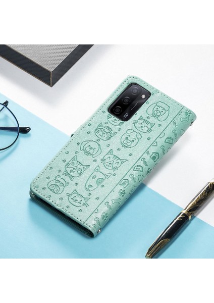 Oppo Oppo 5g Darbeye Karikatür Hayvanlar Için Kılıf Kısa Kayış Deri Kılıf (Yurt Dışından)