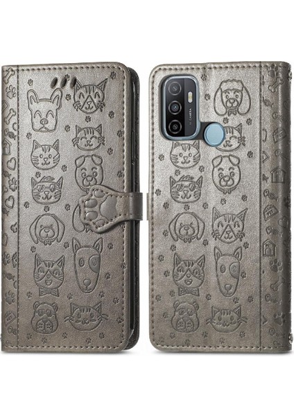 Oppo A53 2020 Için Kılıf Kısa Kayış Kapak Çevirin Kılıf Karikatür Hayvanlar (Yurt Dışından)