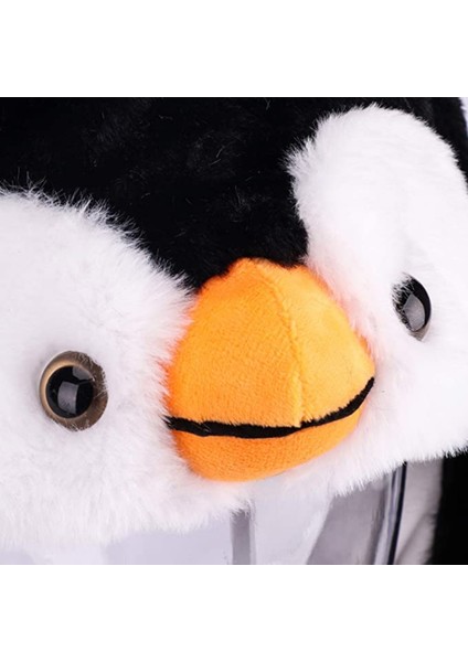 Penguen Şapka Kulakları Hareket Eden Işıklı Modlu Peluş Tavşan Şapka