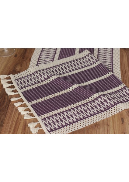 Pamuk Örme Püsküllü Dantel Runner Organik Pamuk Turkuaz Runner 35X145 cm Runner Sunum Örtüsü modelleri