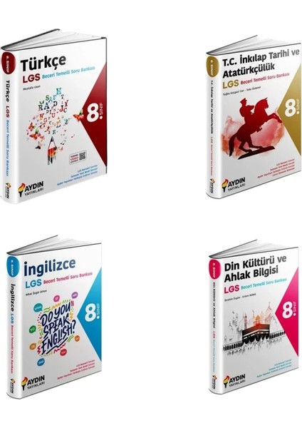 Aydın Yayınları LGS 8. Sınıf Türkçe – T.C. İnkılap Tarihi ve Atatürkçülük – İngilizce – Din Kültürü ve Ahlak Bilgisi Soru Bankası