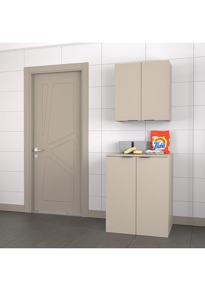 Arya ve Loft Uyumlu Çamaşır Makinesi Dolabı Renk Latte