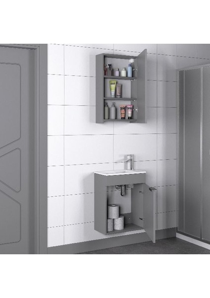 Loft 50 cm Mat Gri Banyo Dolabı