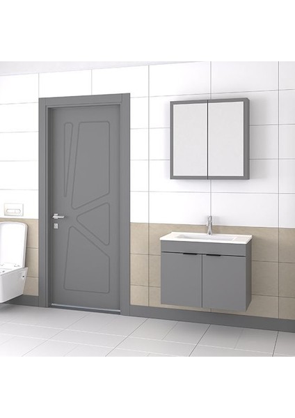 Loft 75 cm Mat Gri Banyo Dolabı