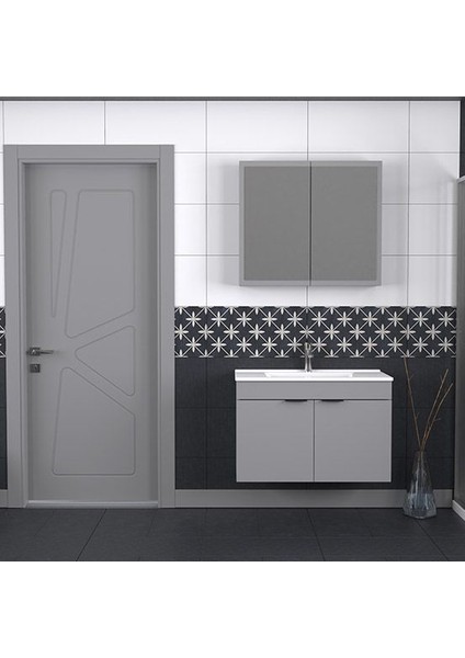 Loft 85 cm Mat Gri Banyo Dolabı