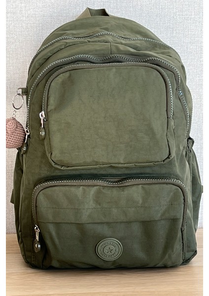 Haki Orta Boy Okul Çantası Laptop ve Seyahat Sırt Çantası Su Geçirmez Ayıcık Anahtarlık Hediyeli fiyatları