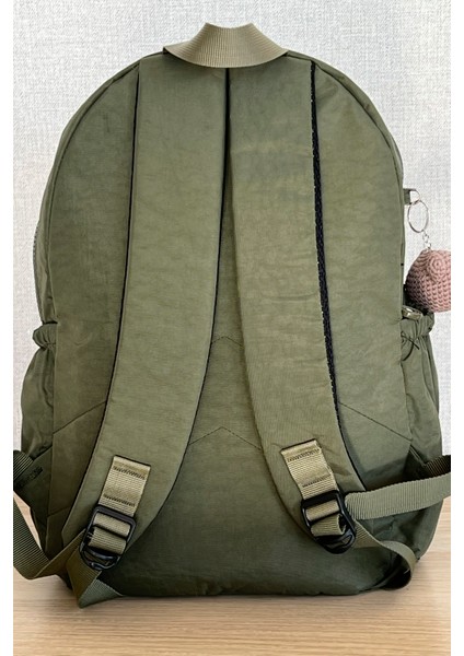 Haki Orta Boy Okul Çantası Laptop ve Seyahat Sırt Çantası Su Geçirmez Ayıcık Anahtarlık Hediyeli fırsatları