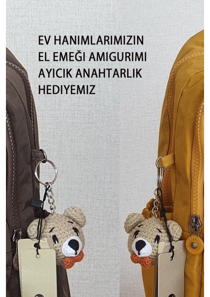 Haki Orta Boy Okul Çantası Laptop ve Seyahat Sırt Çantası Su Geçirmez Ayıcık Anahtarlık Hediyeli indirimleri