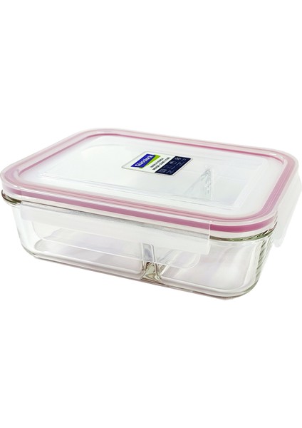 2 Bölmeli Cam Saklama Kabı 920 ml