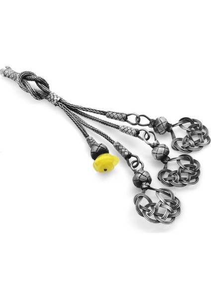 Eskitme Renk Sarı Çiçek Detaylı 4lü 1000 Ayar Kazaz Püskül