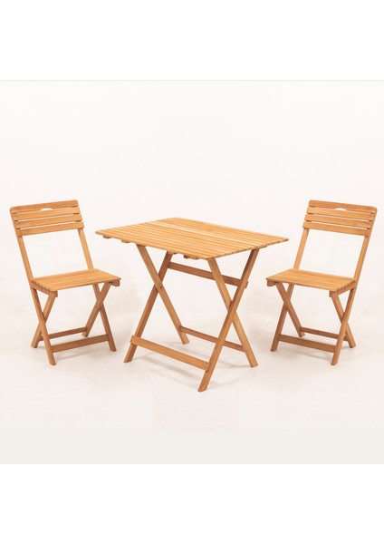 Meya Dekor Sırt ve Oturak Minderli Balkon Bahçe Mutfak 3'lü Bistro Set Katlanır Masa-Sandalye 60X80 Masalı