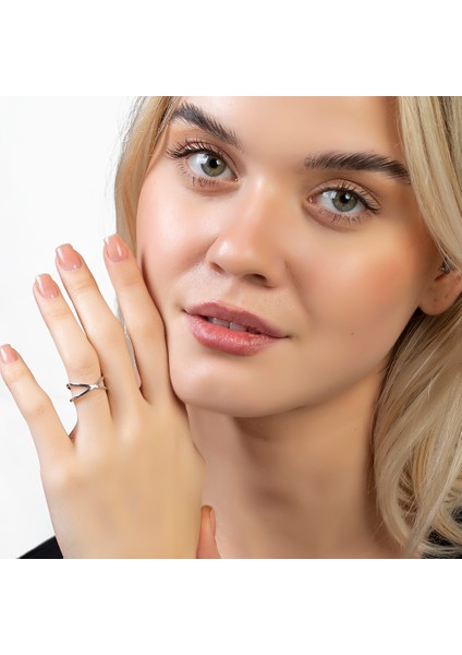 Cats Eye Tasarım Silver Renk 925 Ayar Gümüş Kadın Yüzük