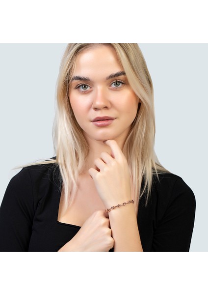 Rose Renk 925 Ayar Gümüş Kadın Bileklik modelleri