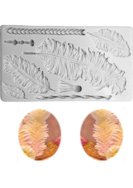 Tek Bir Kalıpta Tüy Kuş Tüyü Seti Silikon Kalıp K-1015