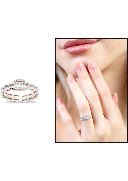 Beyaz Zirkon Taşlı Çark Tasarım Silver Renk Free Size 925 Ayar Gümüş Kadın Yüzük fiyatları