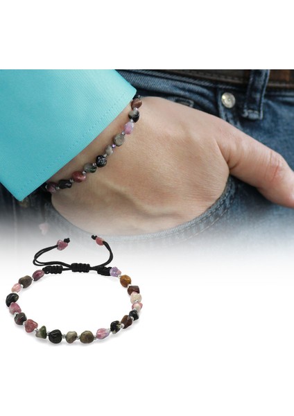 Makrome Örgülü Naturel Kesim Turmalin Doğaltaş Erkek Bileklik fiyatları