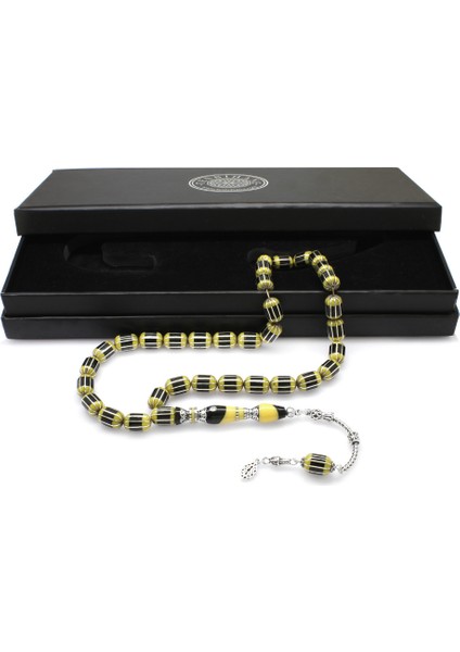 925 Ayar Gümüş Imamesi Nakkaş Işlemeli Kapsül Kesim Sarı Katalin Dolgulu Erzurum Oltu Taşı Tesbih fiyatları