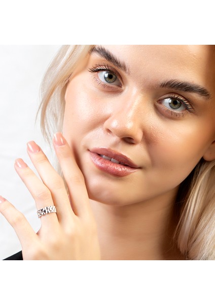 Zincir Tasarım Silver Renk Free Size 925 Ayar Gümüş Kadın Tektaş Yüzük modelleri