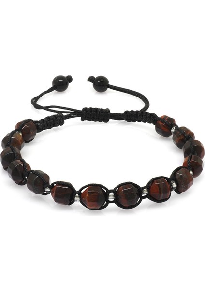 Makrome Örgülü Faset Kesim Kuvars Doğaltaş Erkek Bileklik