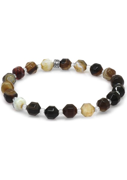 Faset Kesim Madagaskar Akik Doğaltaş Erkek Bileklik