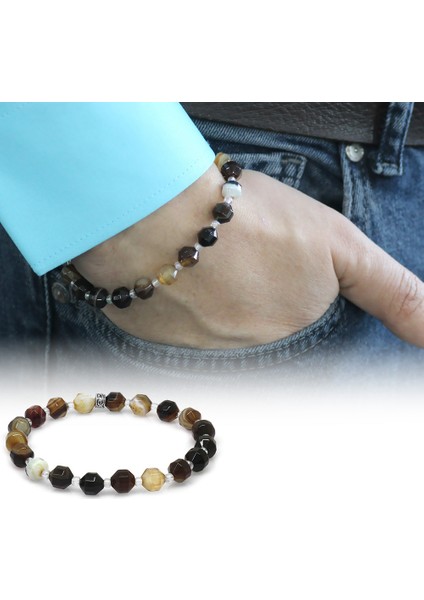 Faset Kesim Madagaskar Akik Doğaltaş Erkek Bileklik fiyatları