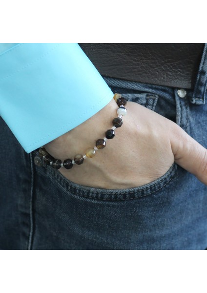 Faset Kesim Madagaskar Akik Doğaltaş Erkek Bileklik modelleri